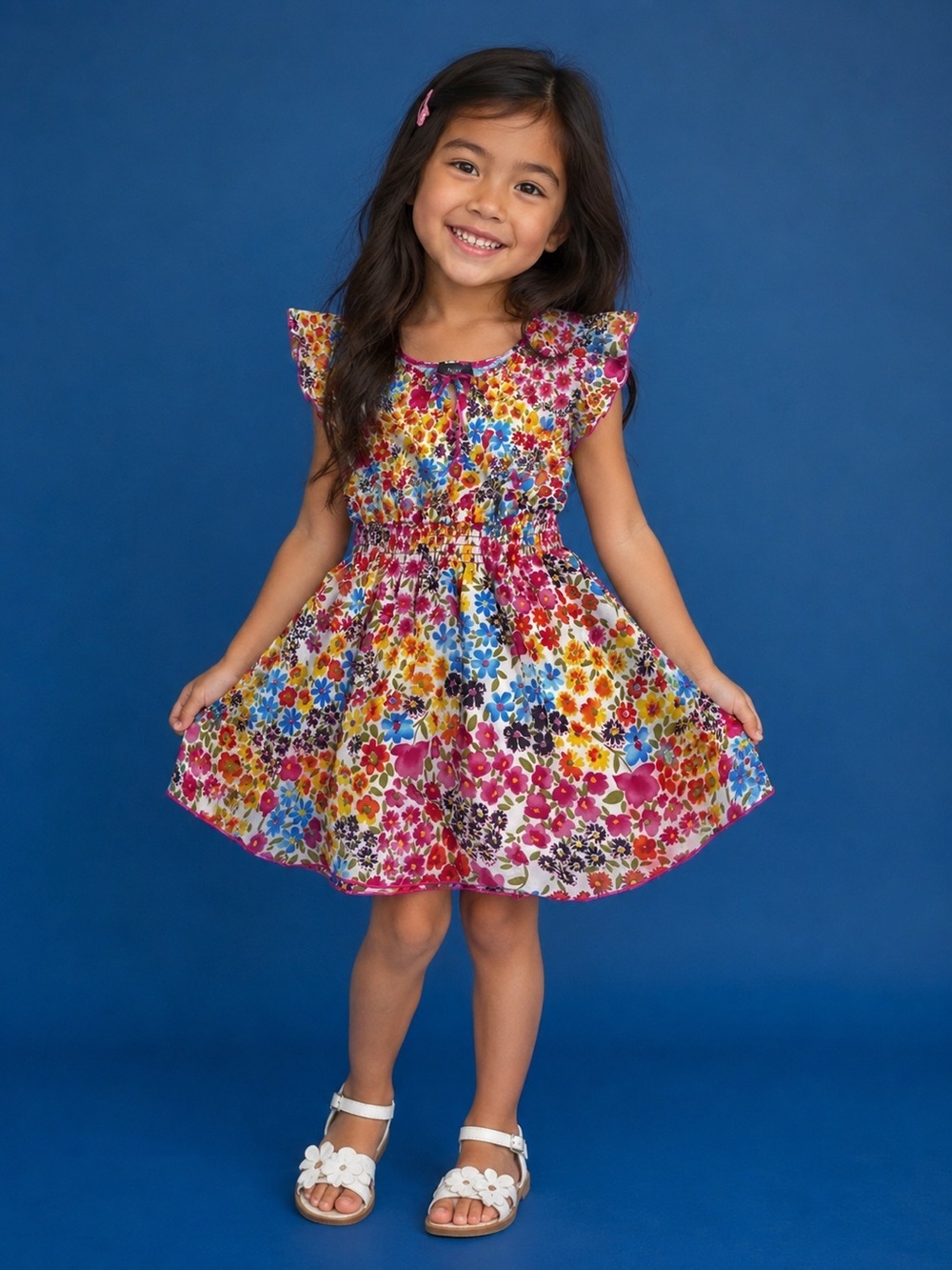 Bwear Multicolor Floral Flutter-Sleeve Dress